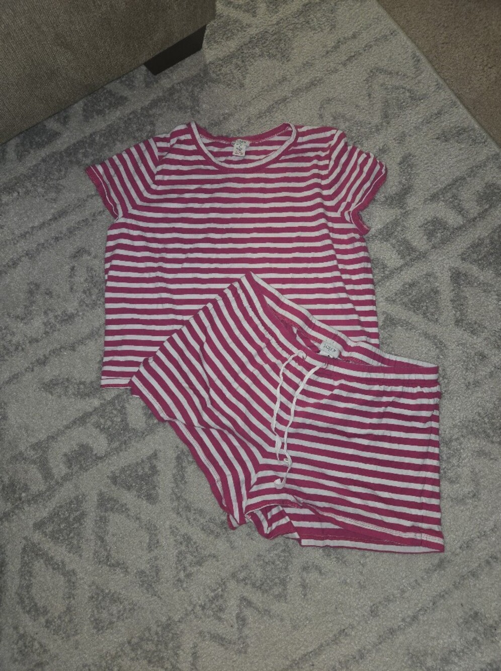 J. Crew Pink and White Striped Short Sleeve Pajama Set